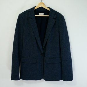 LOFT Herringbone Modern One Button Lined Padded Blazer, Gray, Women Tall 16T